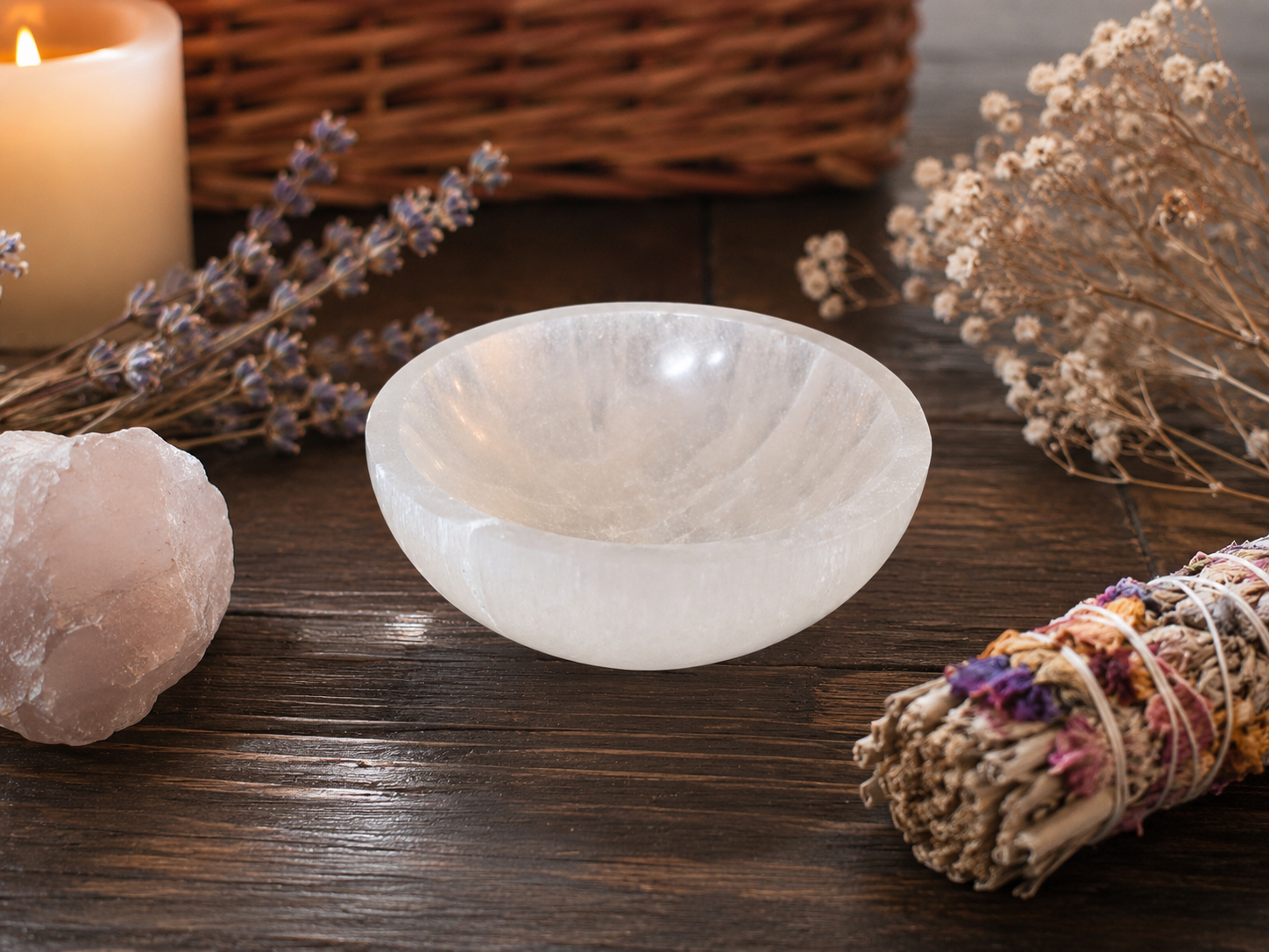 Deep Selenite Smudge Bowl (3 in.)