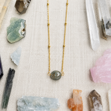 Labradorite Faceted Eye Delicate Necklace