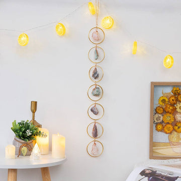 Raw Crystal Gemstone Wind Chime Wall Decor: Danxia Seven Rings Raw Crystal