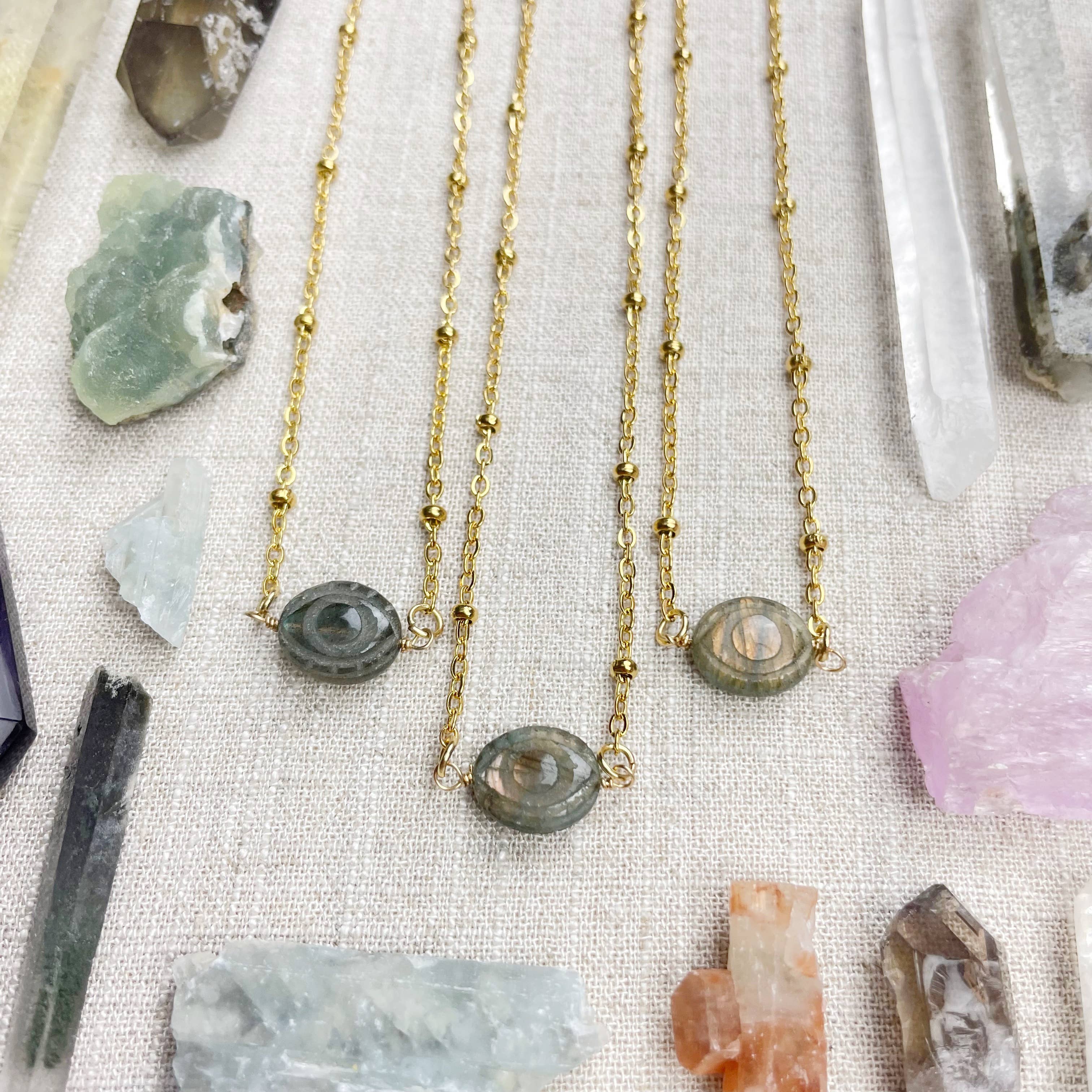 Labradorite Faceted Eye Delicate Necklace